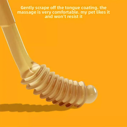 Silicone Pet Toothbrush Set - Soft Oral Care and Tongue Scraper for Dogs and Cats with Multi-Angle Cleaning Brush