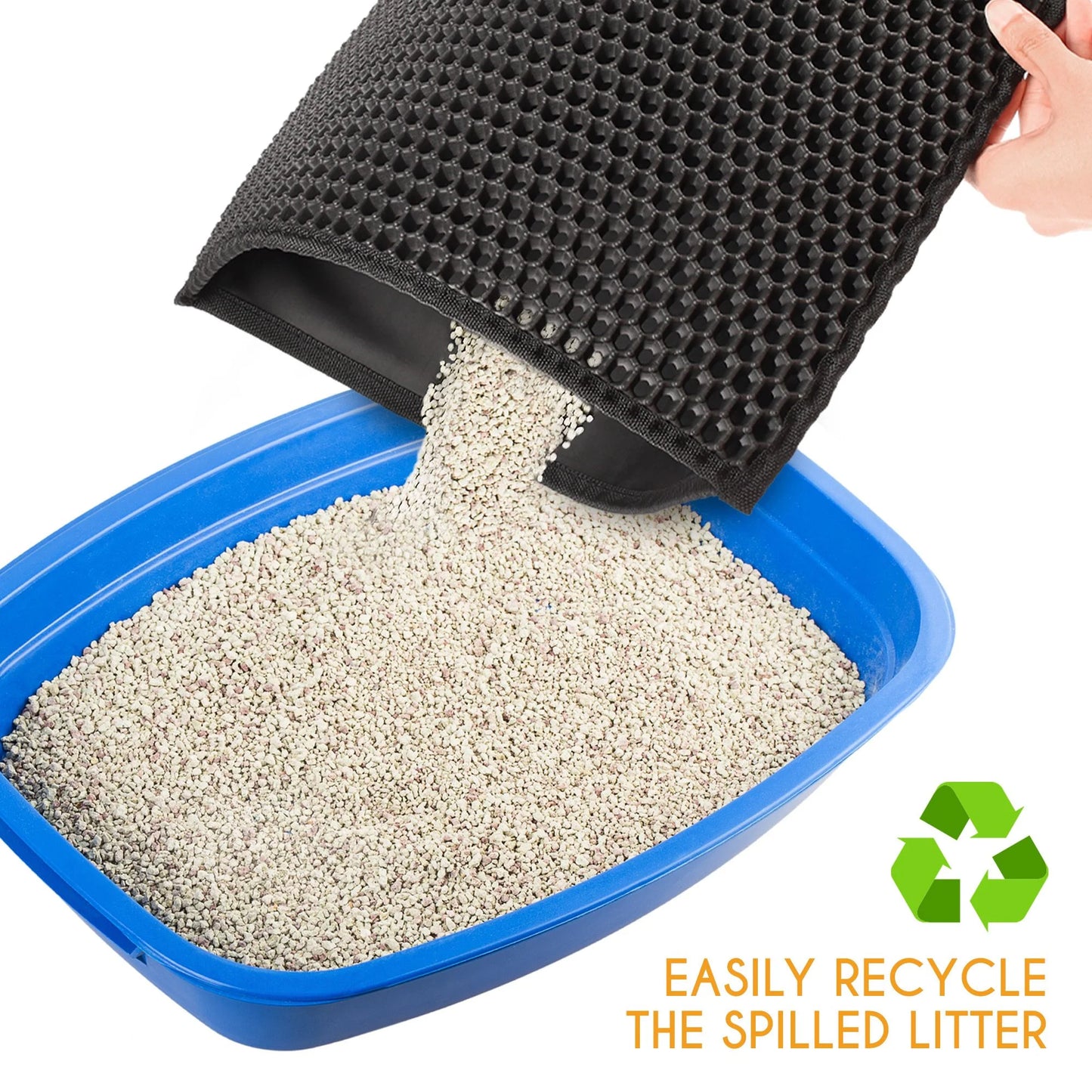 Cat Litter Mat - Double Layer Waterproof Trapper Mat, Non-Slip Design, 24" x 15", Black