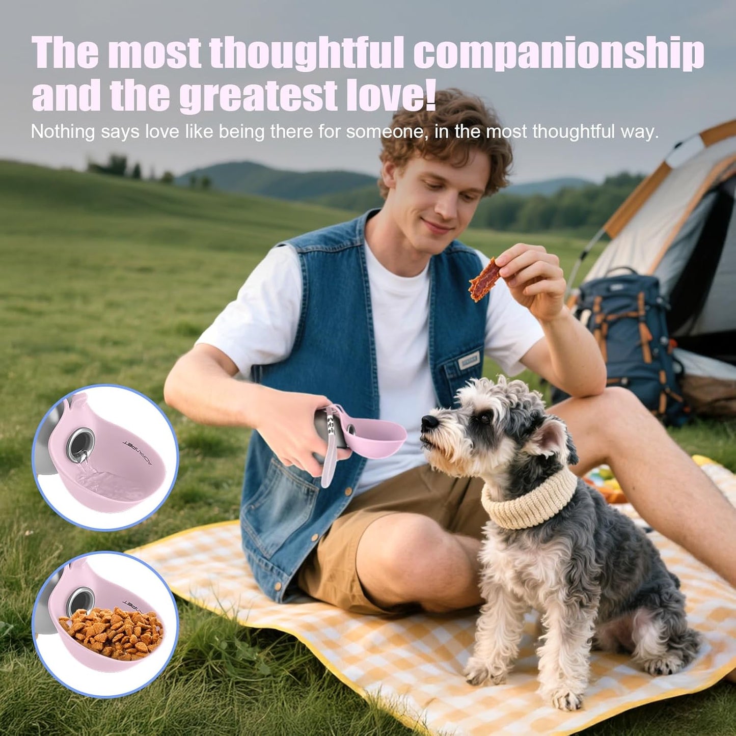 Stainless Steel Portable Dog Water Bottle with Bowl - 10 Oz No-Spill Travel Dispenser for Small Dogs, Ideal for Walking and Hiking
