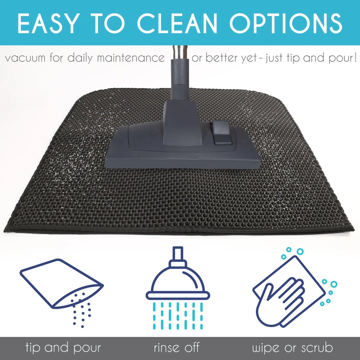 Cat Litter Mat - Double Layer Waterproof Trapper Mat, Non-Slip Design, 24" x 15", Black