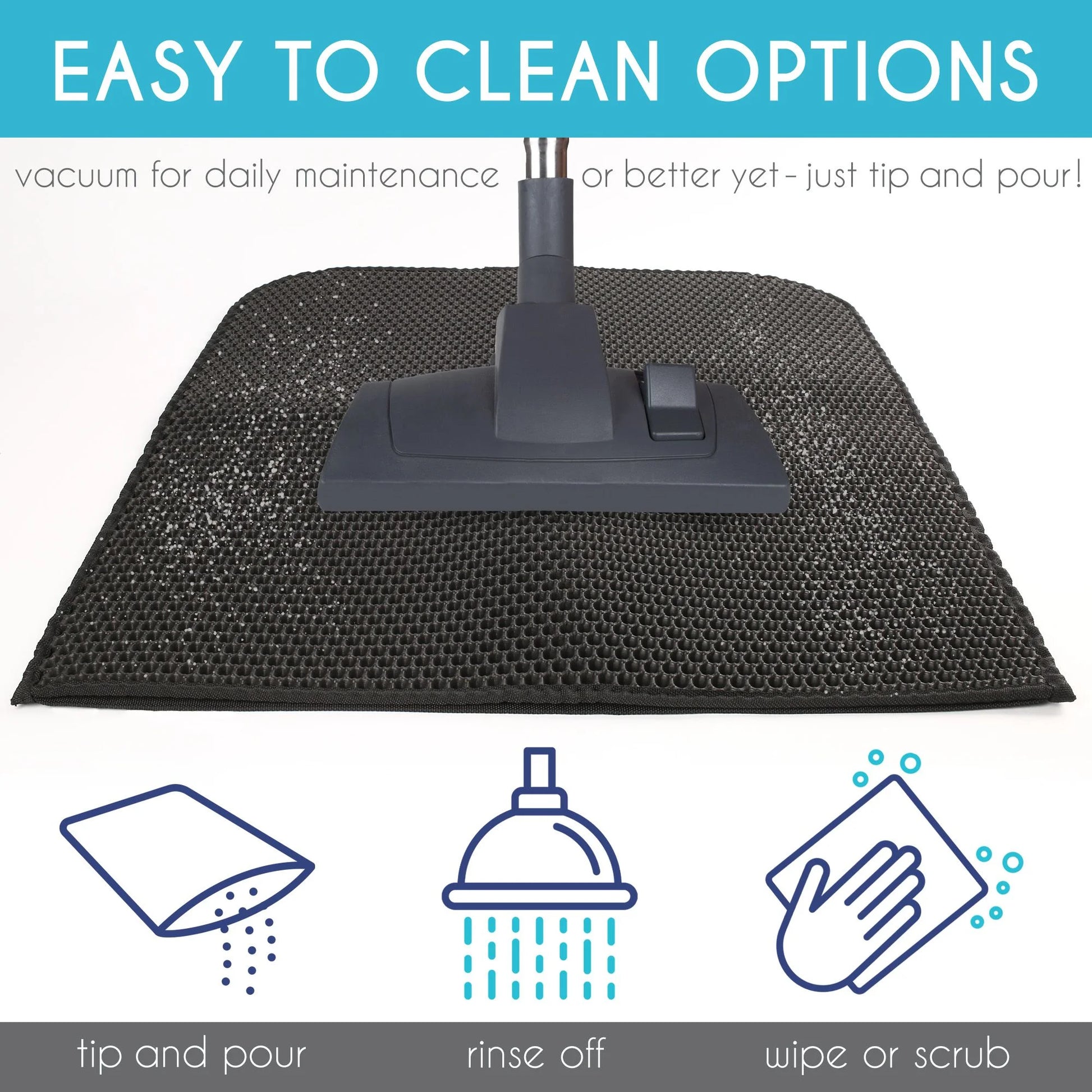 Cat Litter Mat - Double Layer Waterproof Trapper Mat, Non-Slip Design, 24" x 15", Black