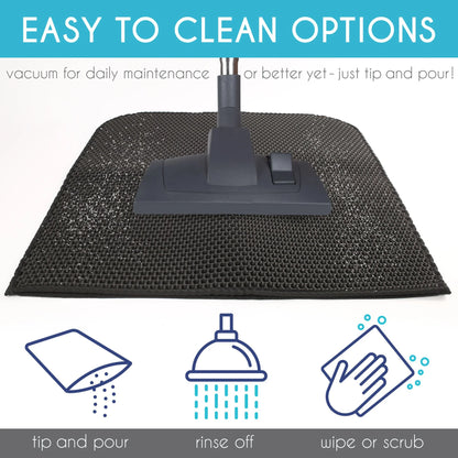Cat Litter Mat - Double Layer Waterproof Trapper Mat, Non-Slip Design, 24" x 15", Black