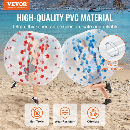 Vevor Inflatable Bumper Balls 2-Pack - 5FT/1.5M Body Sumo Zorb Balls for Teens and Adults, 0.8mm Thick PVC Human Hamster Bubble Balls for Outdoor Team Gaming and Play, Ideal for Garden, Yard, and Park Activities