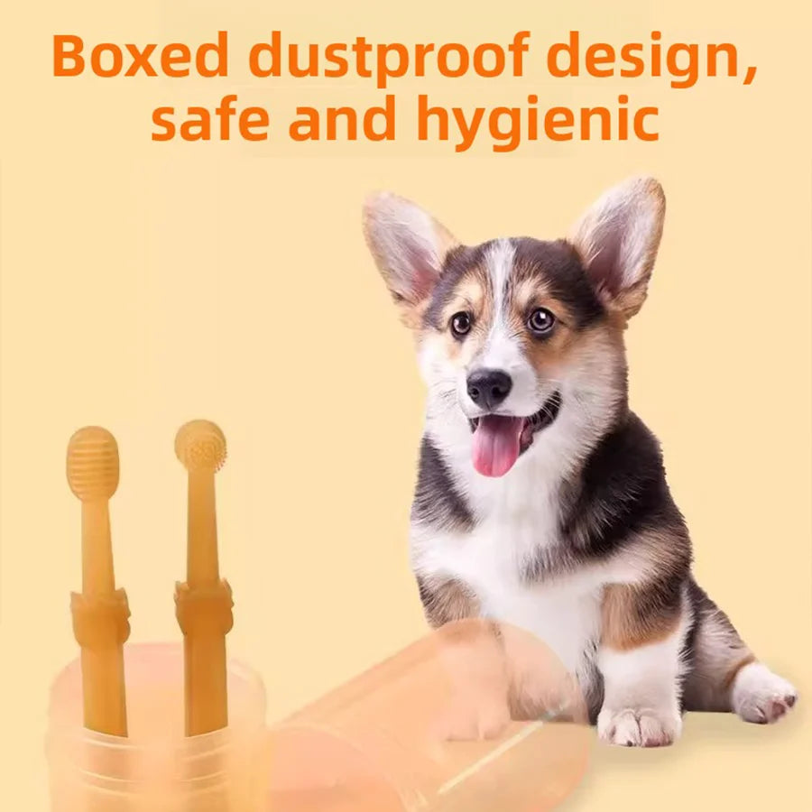Silicone Pet Toothbrush Set - Soft Oral Care and Tongue Scraper for Dogs and Cats with Multi-Angle Cleaning Brush
