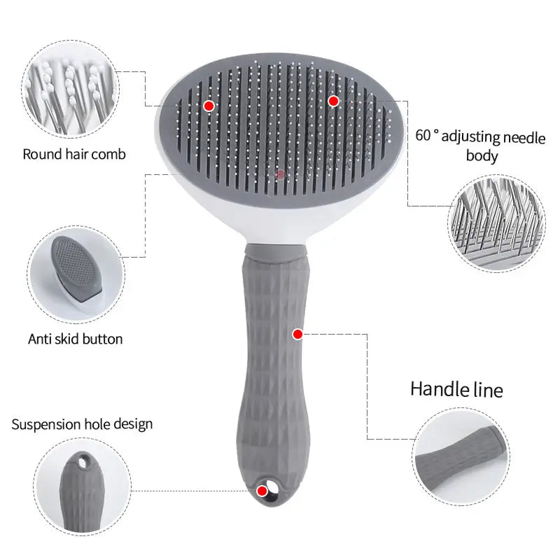 Professional Pet Grooming Kit - 4-Piece Set Including Self-Cleaning Slicker Brush, Dual-Sided Stainless Steel Dematting Comb, Tear Stain Comb, and Fur Removal Tool for Dogs and Cats with Long or Short Hair