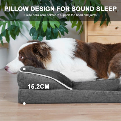 Cozy Dog Bed for Small to Medium Breeds - Washable Faux Fur Cushion in Dark Grey 