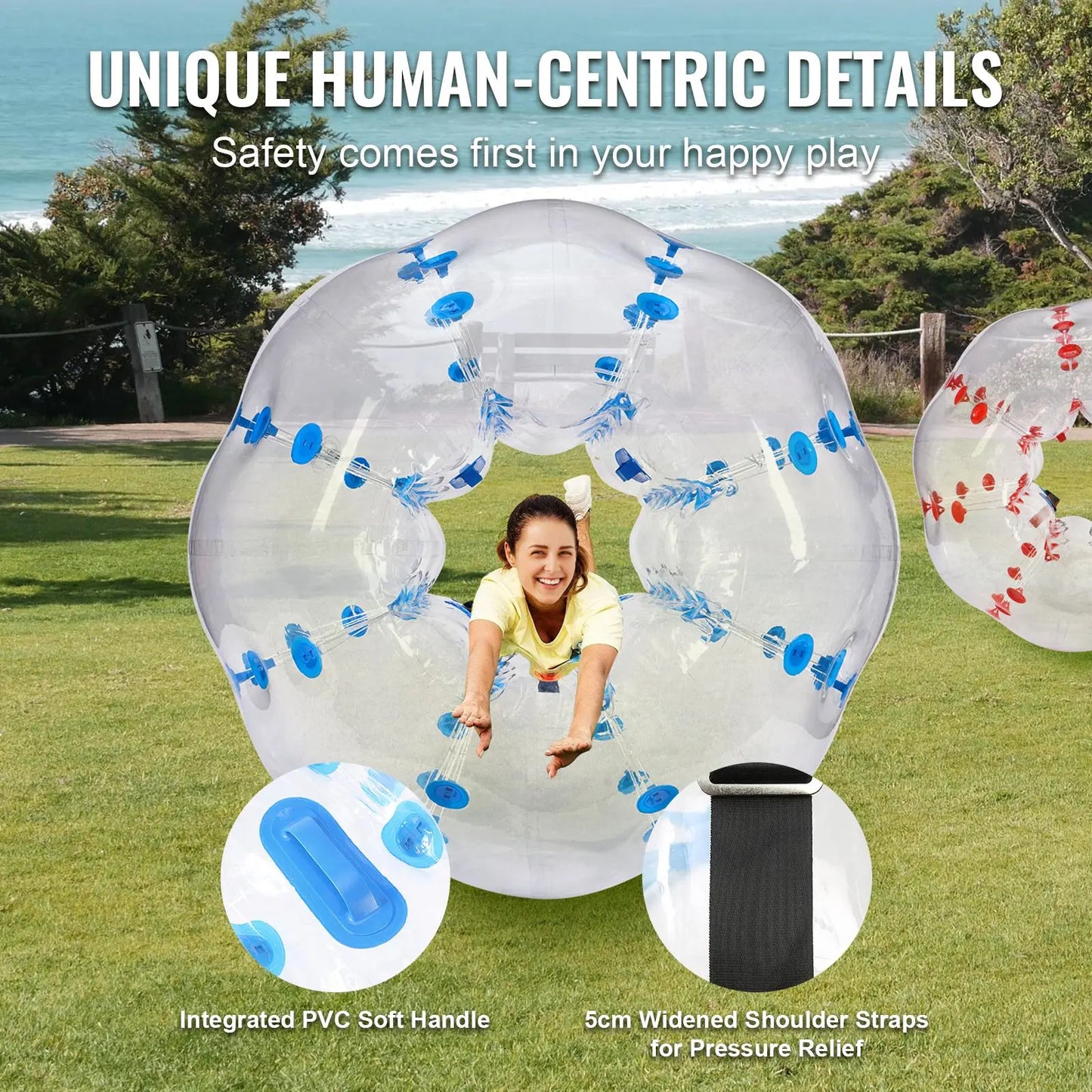 Vevor Inflatable Bumper Balls 2-Pack - 5FT/1.5M Body Sumo Zorb Balls for Teens and Adults, 0.8mm Thick PVC Human Hamster Bubble Balls for Outdoor Team Gaming and Play, Ideal for Garden, Yard, and Park Activities