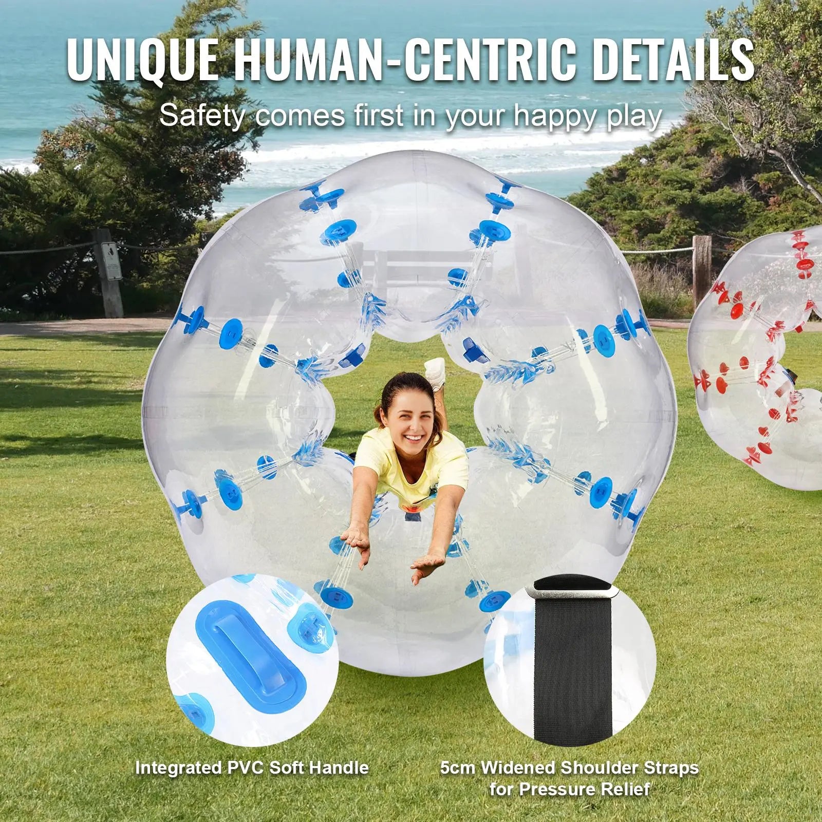 Vevor Inflatable Bumper Balls 2-Pack - 5FT/1.5M Body Sumo Zorb Balls for Teens and Adults, 0.8mm Thick PVC Human Hamster Bubble Balls for Outdoor Team Gaming and Play, Ideal for Garden, Yard, and Park Activities