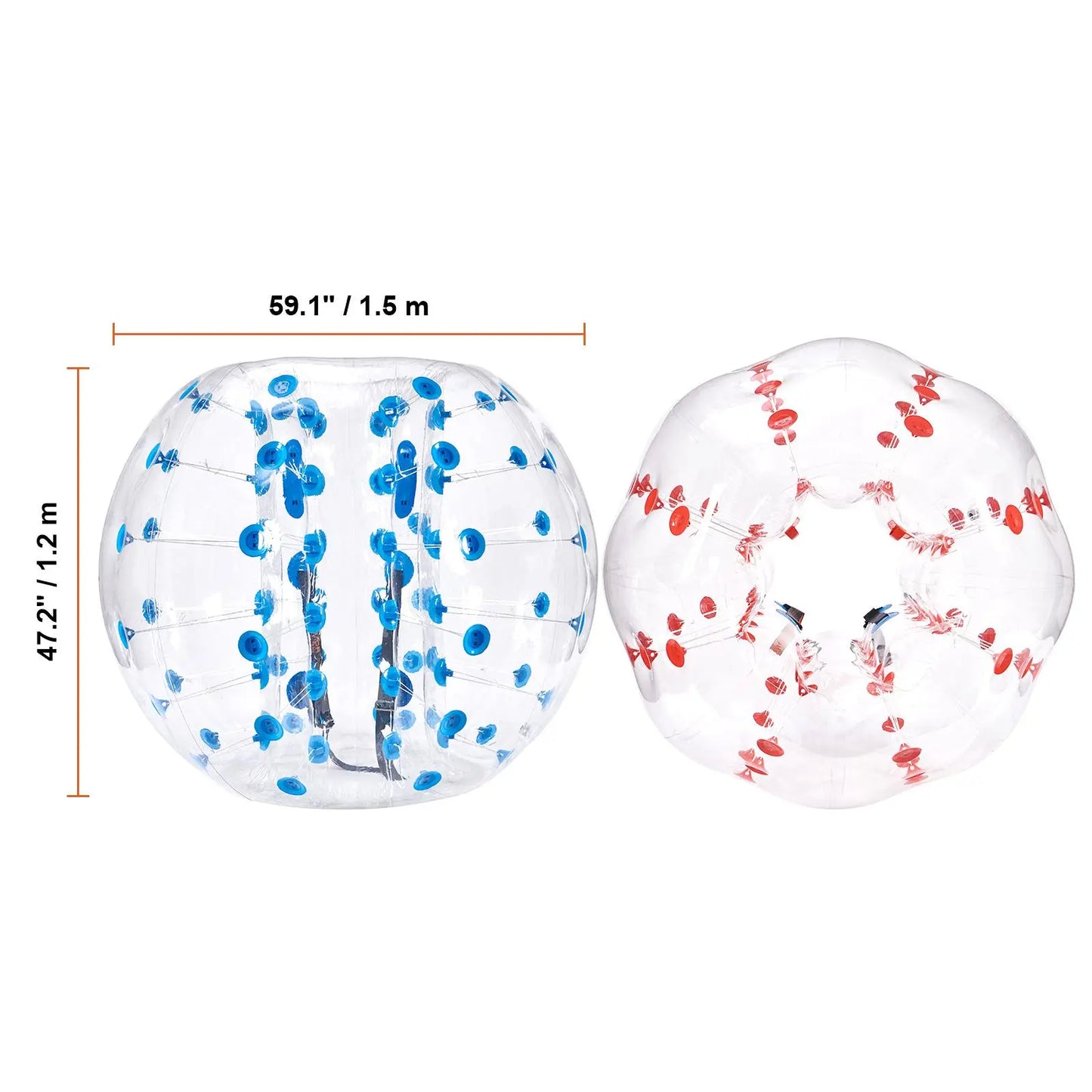 Vevor Inflatable Bumper Balls 2-Pack - 5FT/1.5M Body Sumo Zorb Balls for Teens and Adults, 0.8mm Thick PVC Human Hamster Bubble Balls for Outdoor Team Gaming and Play, Ideal for Garden, Yard, and Park Activities